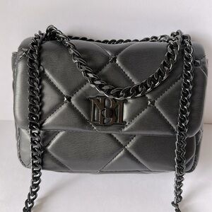 NWT BADGLEY MISCHKA Black Studded Quilted Chain Strap Shoulder Bag